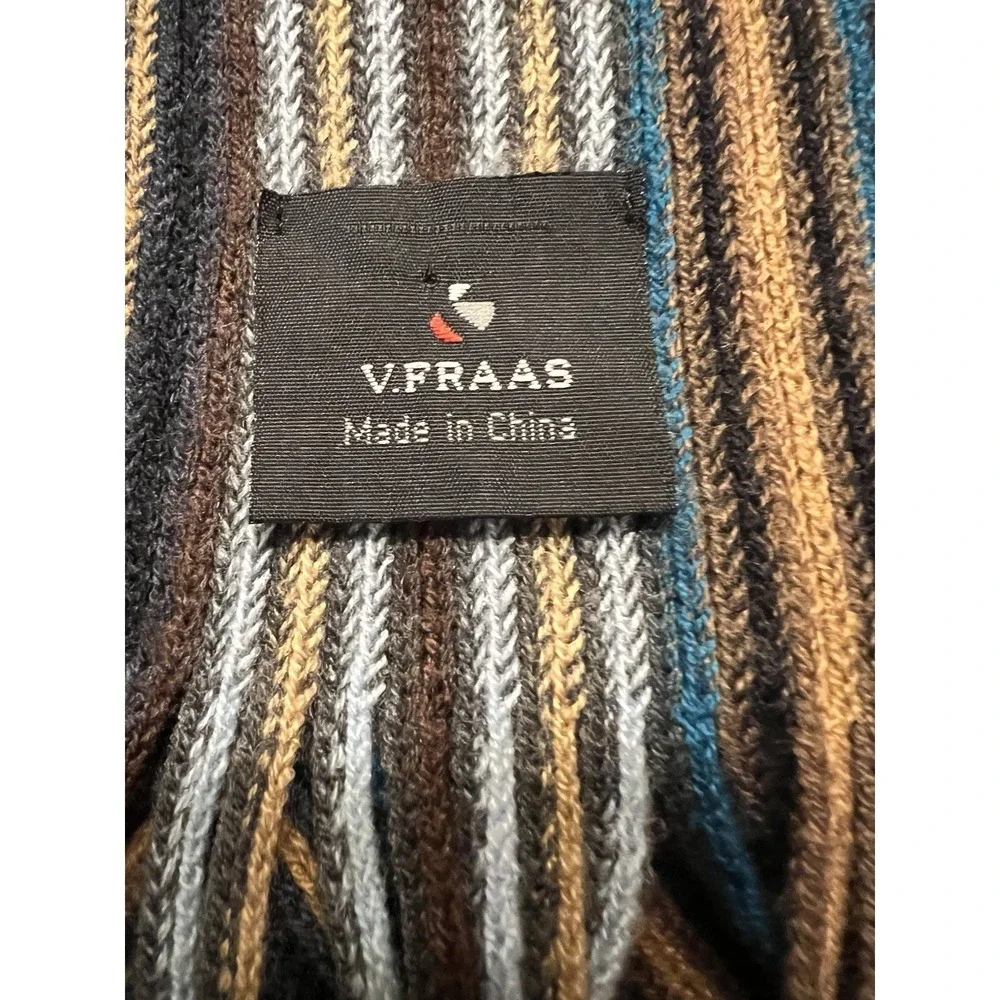 Vintage Y2K V.Fraas Blue Striped Scarf Preppy Heritage